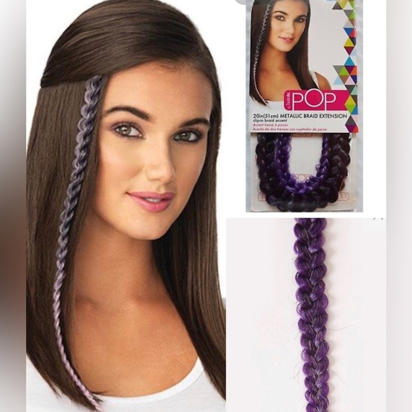 Pop by Hairdo‎ 20” Purple Hair Extension Metallic Clip In Braid Extension Gift - Picture 1 of 12